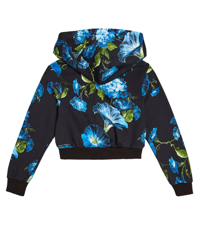 Dolce & Gabbana Dg Floral Cotton Jersey Hoodie In Multicoloured
