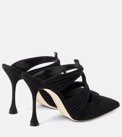 Shop Manolo Blahnik Kerua Suede Mules In Black