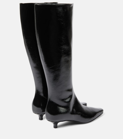 Shop Totême The Slim Leather Knee-high-boots In Black