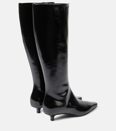 Totême The Slim Knee-high Boot Black Patent In Black