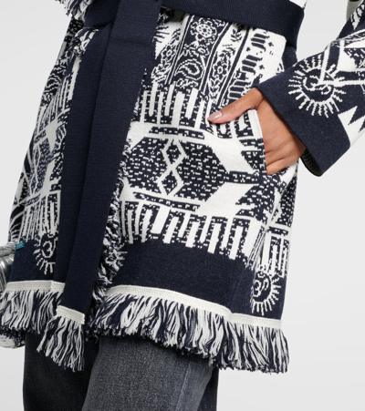 Shop Alanui Icon Jacquard Wool-blend Cardigan In Multicoloured