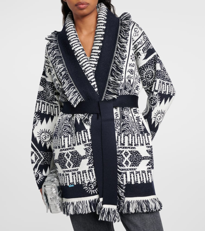Shop Alanui Icon Jacquard Wool-blend Cardigan In Multicoloured