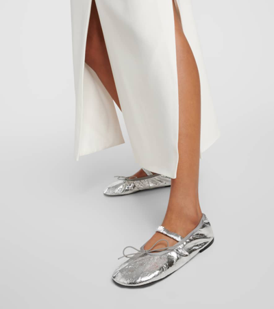 Shop Proenza Schouler Metallic Leather Ballet Flats In Silver