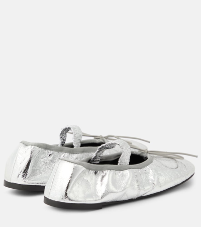 Shop Proenza Schouler Metallic Leather Ballet Flats In Silver