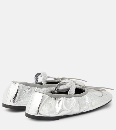 Proenza Schouler Metallic Leather Ballet Flats In Silver