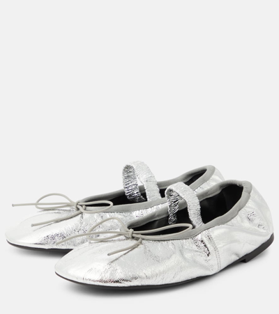 Shop Proenza Schouler Metallic Leather Ballet Flats In Silver