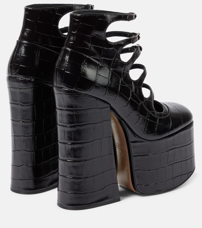 Shop Marc Jacobs Kiki Croc-effect Leather Ankle Boots In Black