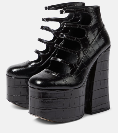 Shop Marc Jacobs Kiki Croc-effect Leather Ankle Boots In Black
