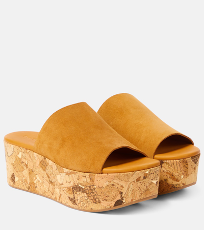 Shop See By Chloé Liana 70 Suede Platform Mules In Brown
