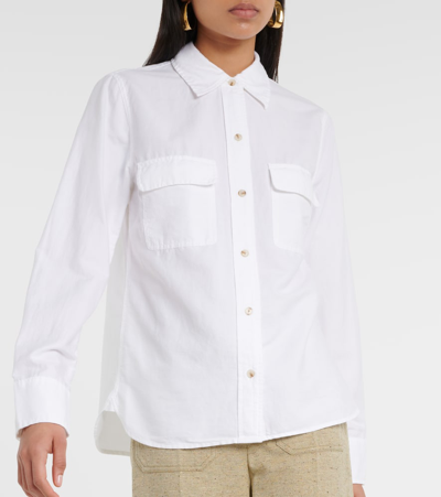 Shop Vince Cotton And Silk Blouse In White