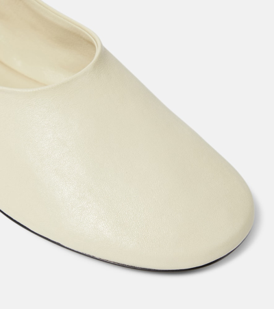 Shop Khaite Marcy Leather Ballet Flats In White