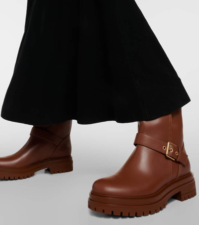 Gianvito Rossi Thiago Leather Ankle Boots In Black