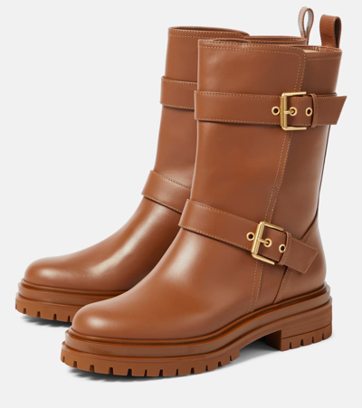 Gianvito Rossi Thiago Leather Ankle Boots In Black