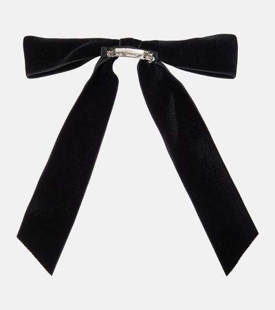 Jennifer Behr Adley Bow Velvet Barrette In Black