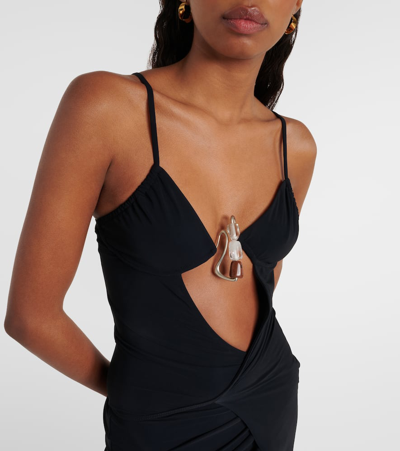 Shop Christopher Esber Nebular Cutout Wrap Dress In Black