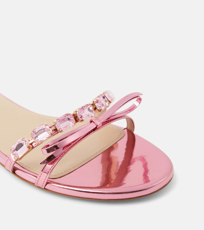 Shop Giambattista Valli Embellished Mirrored Leather Sandals In Pink