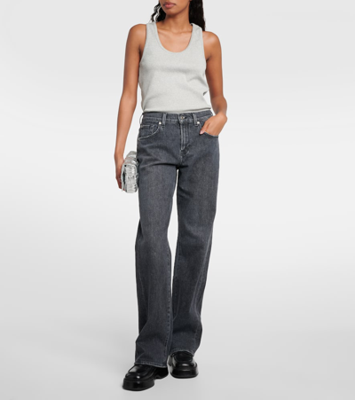 Shop 7 For All Mankind Tess High-rise Wide-leg Jeans In Grey