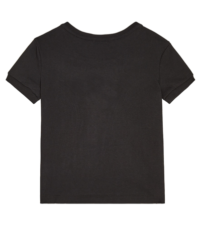 Shop Dolce & Gabbana Dg Embellished Cotton Jersey T-shirt In Black