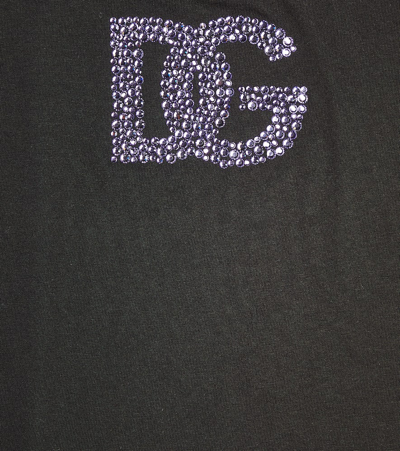 Dolce & Gabbana Dg Embellished Cotton Jersey T-shirt In Black