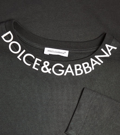 Shop Dolce & Gabbana Logo Cotton Jersey Top In Black