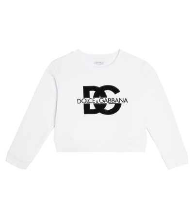 Shop Dolce & Gabbana Dg Cotton Jersey Sweatshirt In White