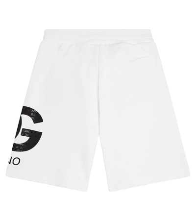 Shop Dolce & Gabbana Logo Cotton Jersey Shorts In White