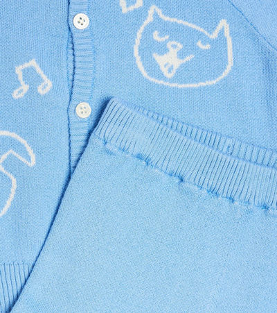 Shop Molo Baby Brody Cardigan And Sol Pants Set In Blue