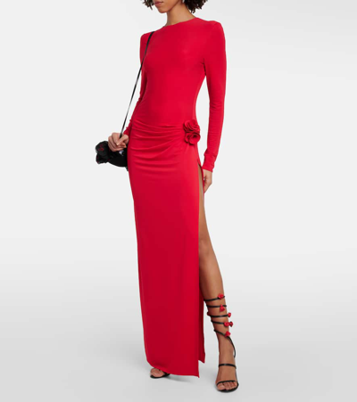 Shop Magda Butrym Draped Jersey Maxi Dress In Red