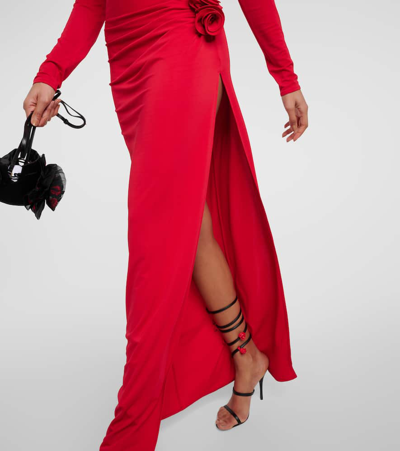 Shop Magda Butrym Draped Jersey Maxi Dress In Red