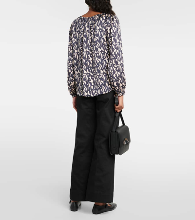 Velvet Kade Printed Satin Blouse In Multicoloured