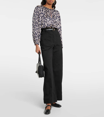 Velvet Kade Printed Satin Blouse In Multicoloured