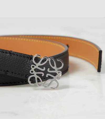 Shop Loewe Anagram Leather Belt In Black