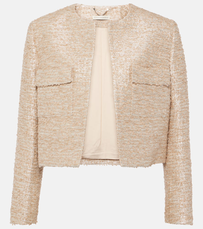 Shop Emilia Wickstead Pheblia Cropped Tweed Jacket In Neutrals