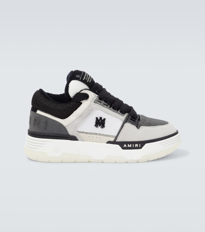 Shop Amiri Ma-1 Leather And Mesh Sneakers In Grey