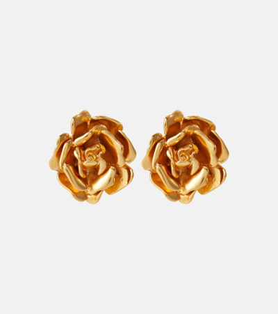 Shop Blumarine Rose Earrings In Gold