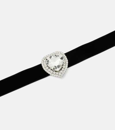 Shop Jennifer Behr Cassidy Embellished Velvet Ribbon Tie In Black