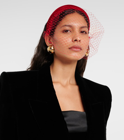 Shop Jennifer Behr Voilette Velvet Headband In Red