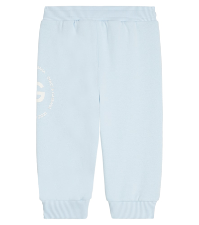 Shop Dolce & Gabbana Baby Dg Cotton Jersey Sweatpants In Blue