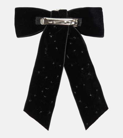 Shop Jennifer Behr Alva Bow Embellished Velvet Barrette In Black