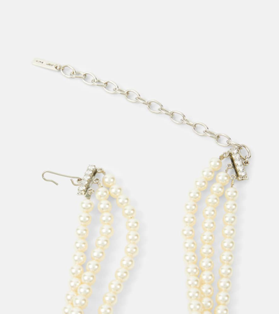 Shop Jennifer Behr Gretna Crystal And Faux Pearl Necklace In Silver