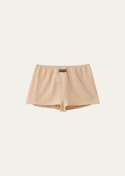 Shop Miu Miu Knit Shorts In F0627 Albino