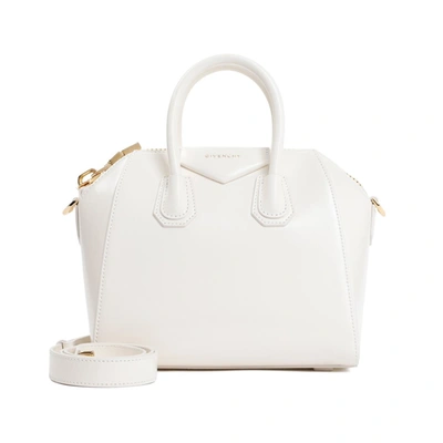 Shop Givenchy Mini Antigona Bag In Leather In Nude & Neutrals