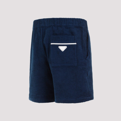 Shop Prada Cotton Shorts Pants In Blue