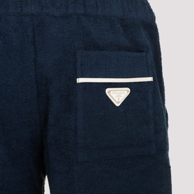 Shop Prada Cotton Shorts Pants In Blue