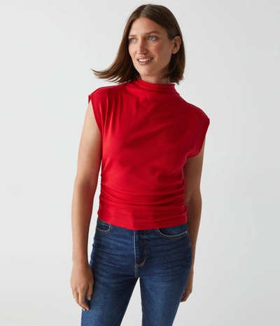 Shop Michael Stars Amara Ribbed Power Shoulder Tee In Oxd
