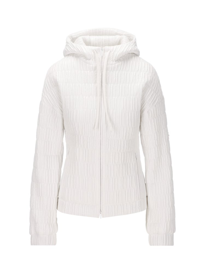 Shop Ferragamo Salvatore  Quilted Hooded Bomber Jacket In White