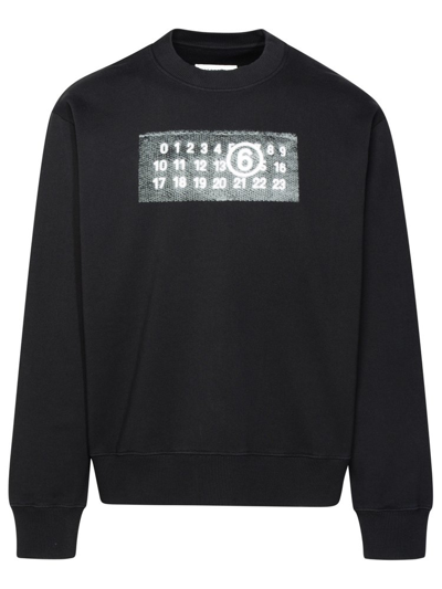 Shop Mm6 Maison Margiela Numeric Printed Crewneck Sweatshirt In Black