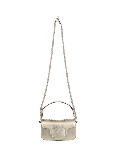 Shop Valentino Locò Foldover Top Small Top Handle Bag In Gold