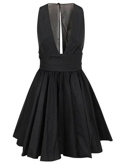 Shop Pinko Sleeveless Pleated Mini Dress In Black