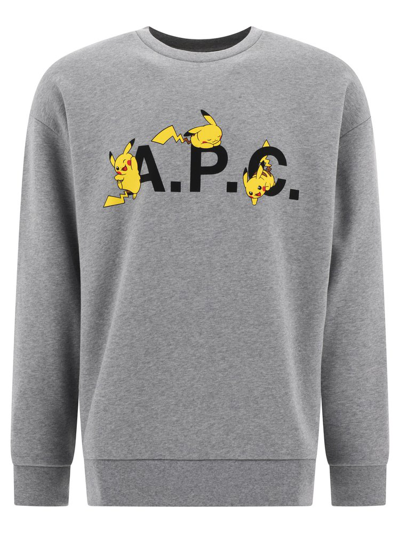 Shop Apc A.p.c. X Pokémon Pikachu Crewneck Sweatshirt In Grey